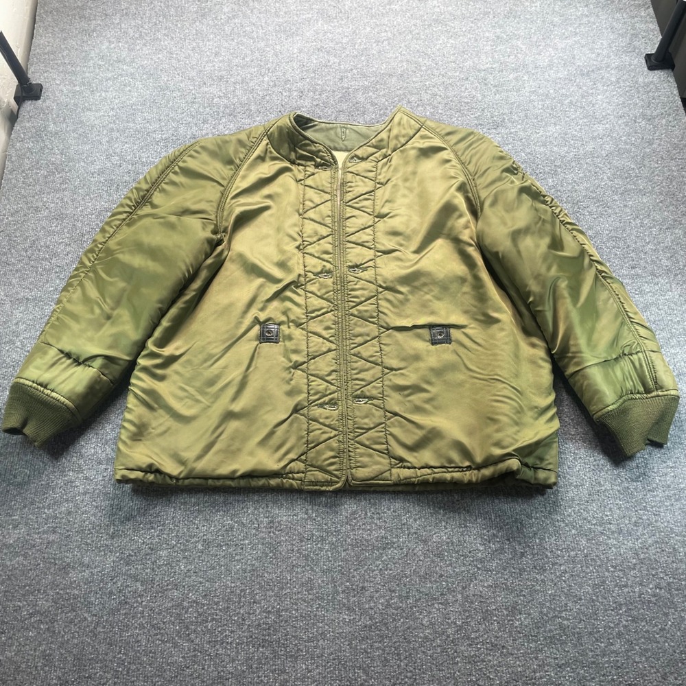 Military Flight Jacket Liner Men's XL Green Quilted Fleece Lined